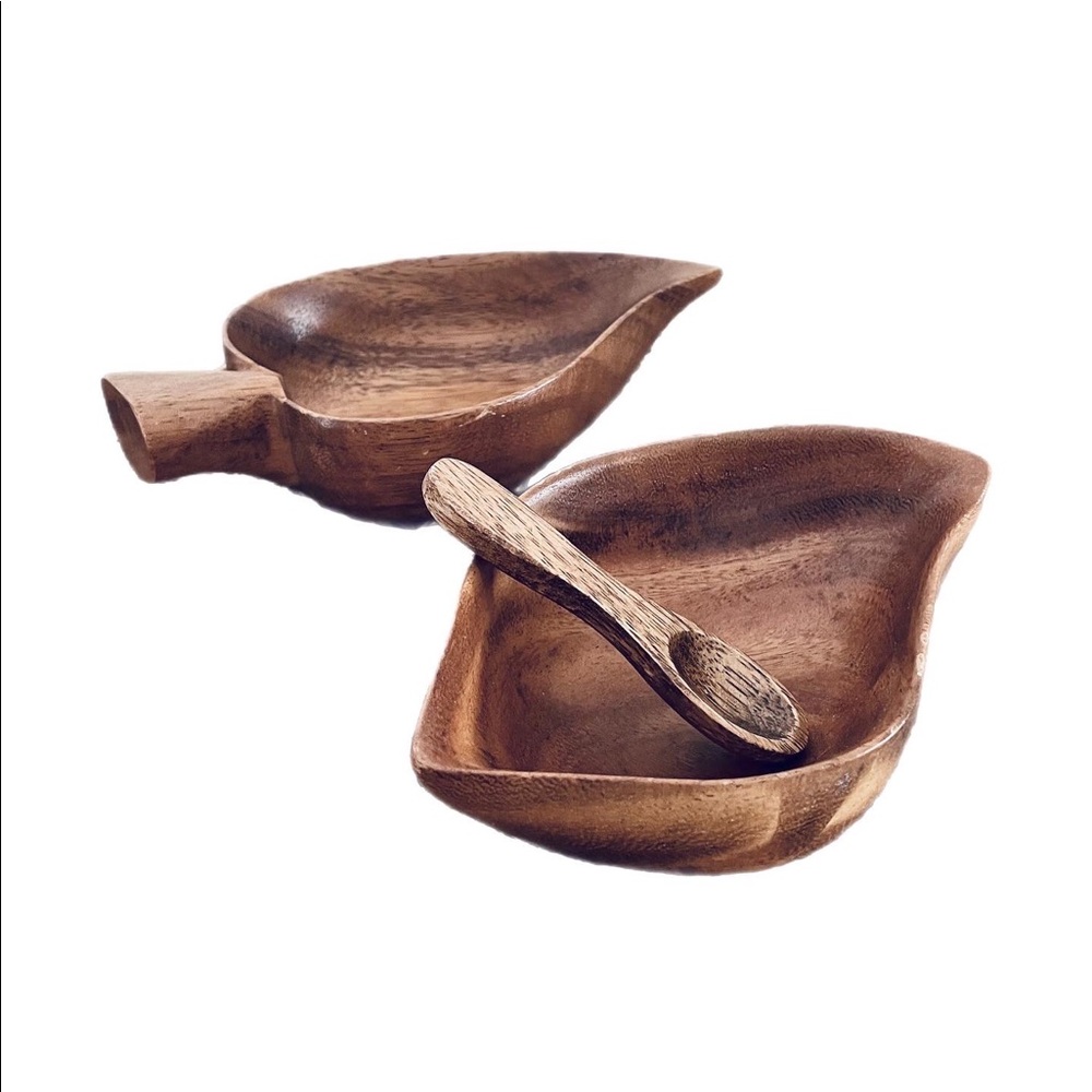 Handcrafted wood carved dishes